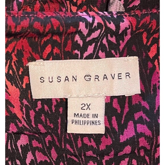 SUSAN GRAVER Liquid Knit Layered Purple Multi Tunic Whimsigoth Boho Women's 2X - Picture 2 of 8